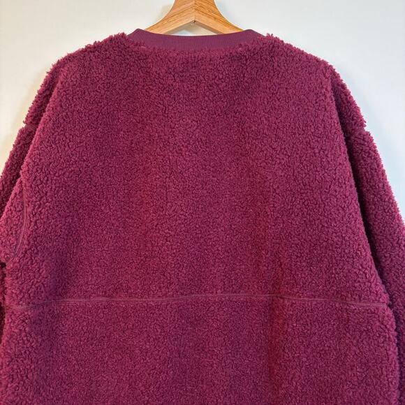 COS Oversized Teddy Fleece Sweatshirt Size XS Wool Blend Burgundy Crew Neck - Picture 8 of 13